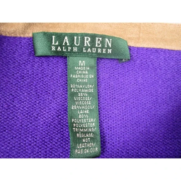 Lauren Ralph Lauren Sweater Womens Medium‎ Purple Wool Blend Preppy Boat Neck - Picture 4 of 7